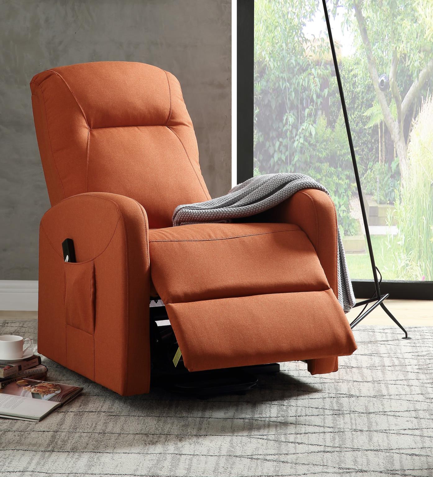 Kasia Orange Linen Power Lift Recliner